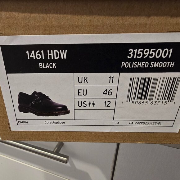 Dr Martens 1461 3-Eye Hardware Oxford Shoes Black Leather Men Size 12 NEW - Picture 9 of 9